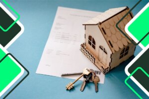 Comprar una cacontrato de compra, una llave y una casa en miniatura